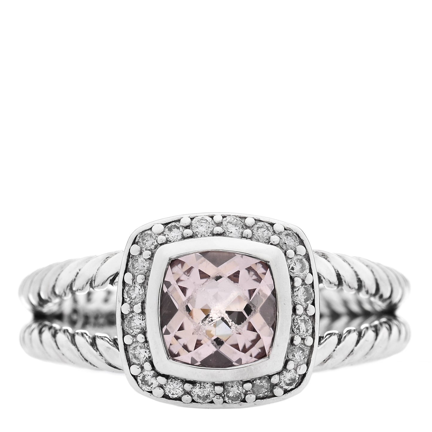 Sterling Silver Diamond Morganite 7mm Petite Albion Ring 57 8