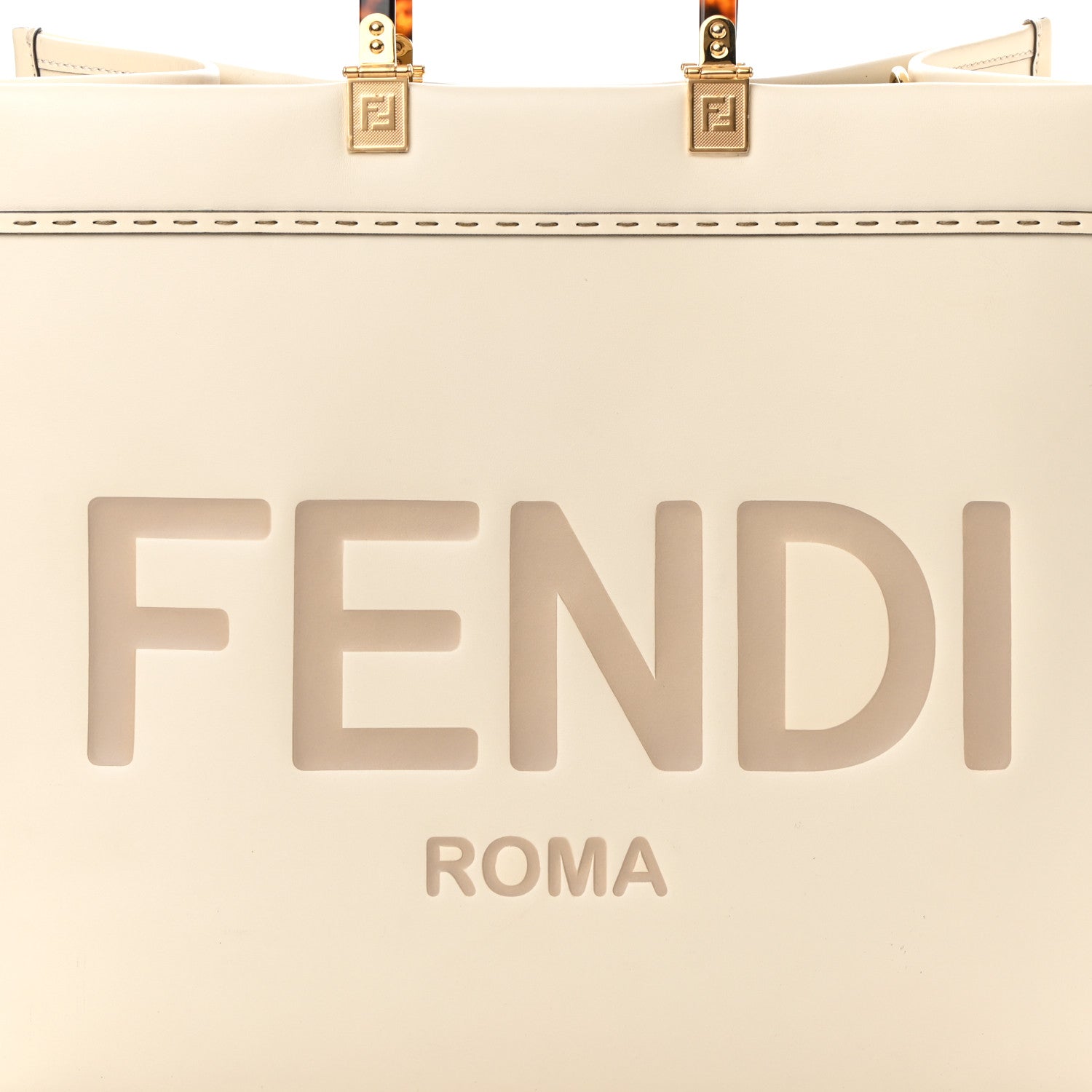 Fendi Vitello King Plexiglass Logo Embossed Large Fendi Sunshine Shopper Tote White Ice 7 of 17