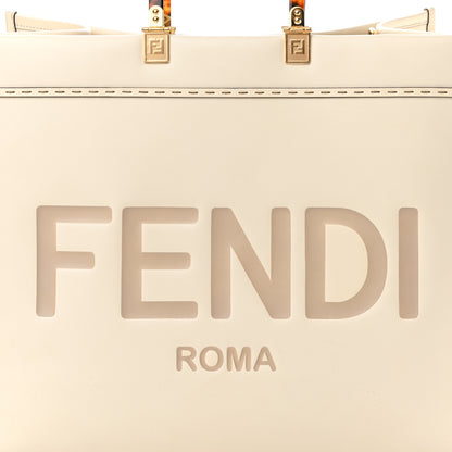 Fendi Vitello King Plexiglass Logo Embossed Large Fendi Sunshine Shopper Tote White Ice 7 of 17