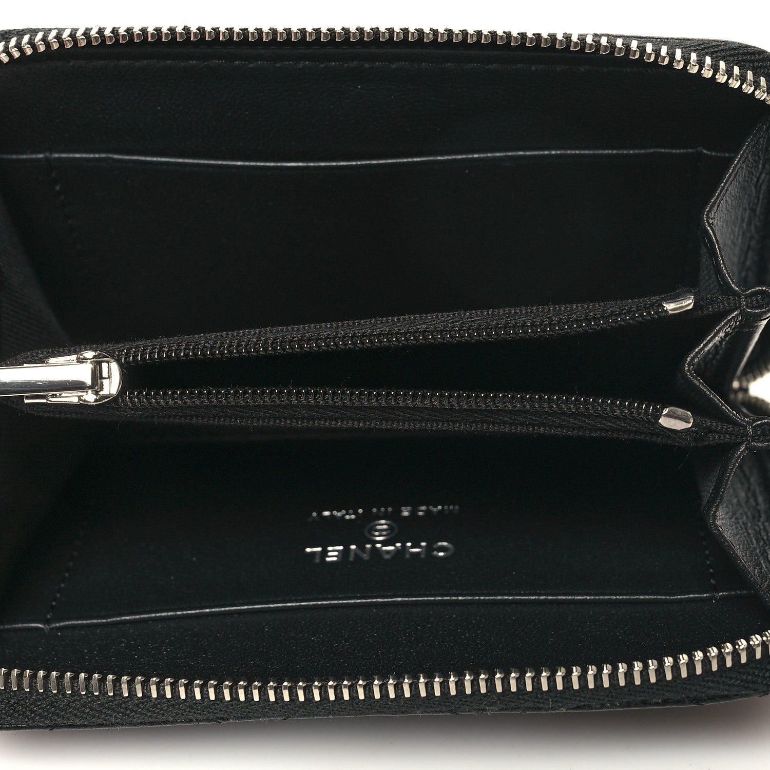 Chanel Lambskin Crystal Star Quilted Studded CC Zip Around Card Holder Wallet Black 5 of 9