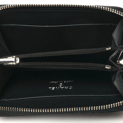 Chanel Lambskin Crystal Star Quilted Studded CC Zip Around Card Holder Wallet Black 5 of 9
