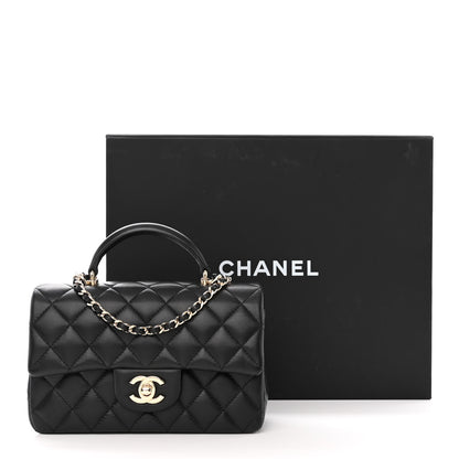 Chanel Lambskin Quilted Mini Top Handle Rectangular Flap Black 11 of 11