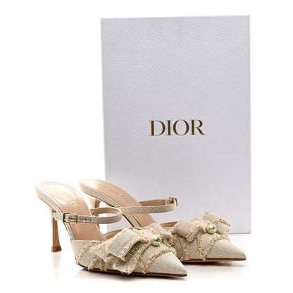 Christian Dior Laminated Grosgrain Pearl Fringe Adiorable Mule 37 Shiny Gold 12 of 12