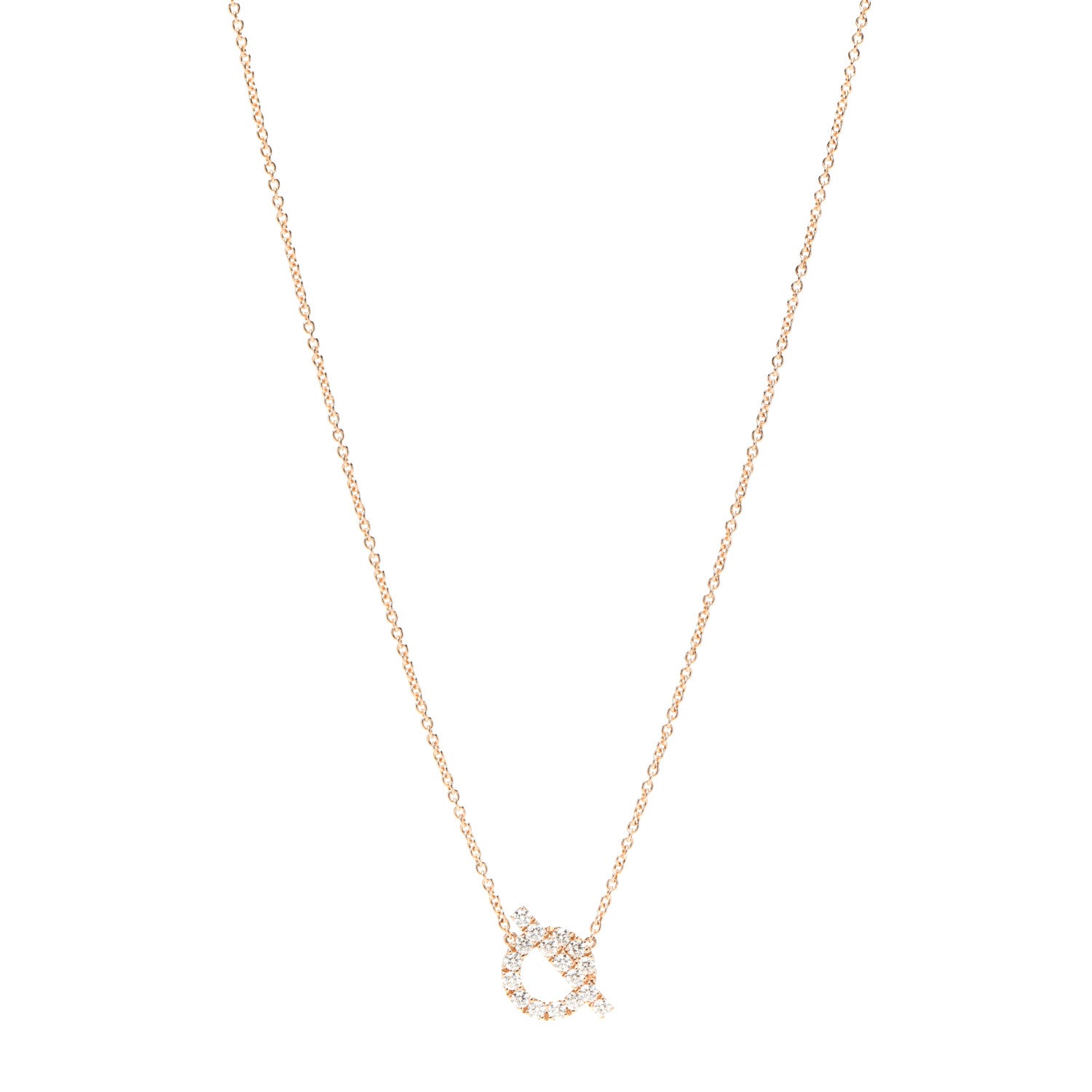 Hermes 18K Rose Gold Diamond Finesse Pendant Necklace 1 of 6