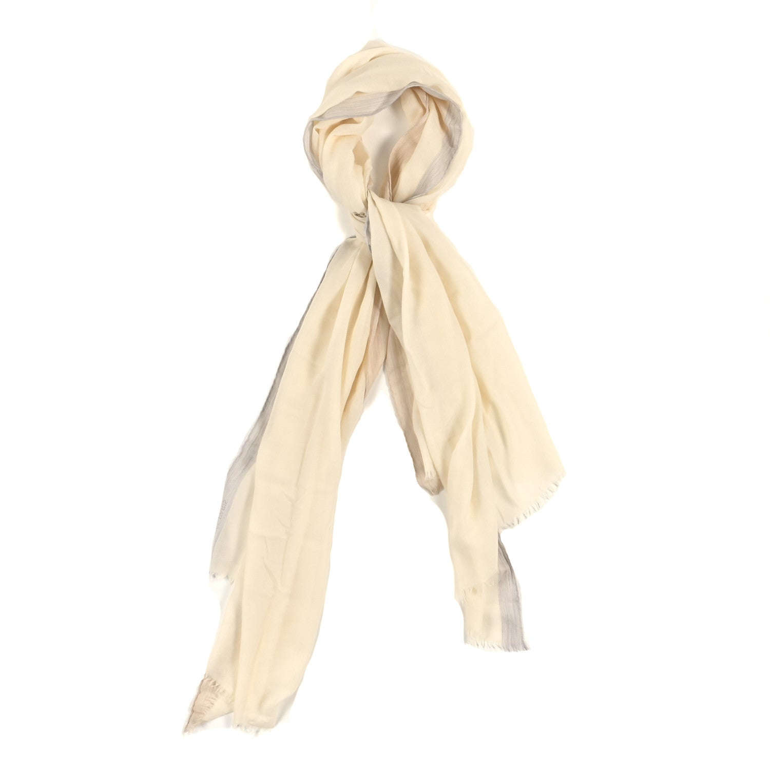 Hermes Cashmere Fringe Stole Ivory 1 of 4