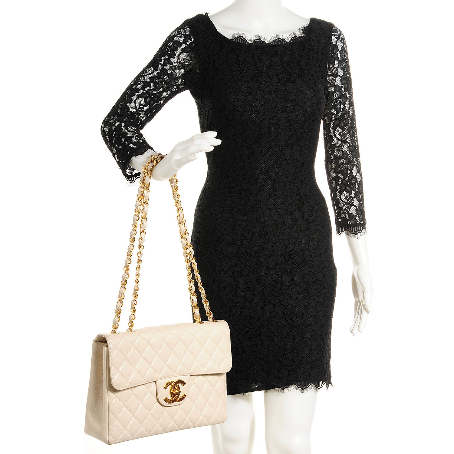 Chanel Caviar Jumbo Flap Light Beige 3 of 10