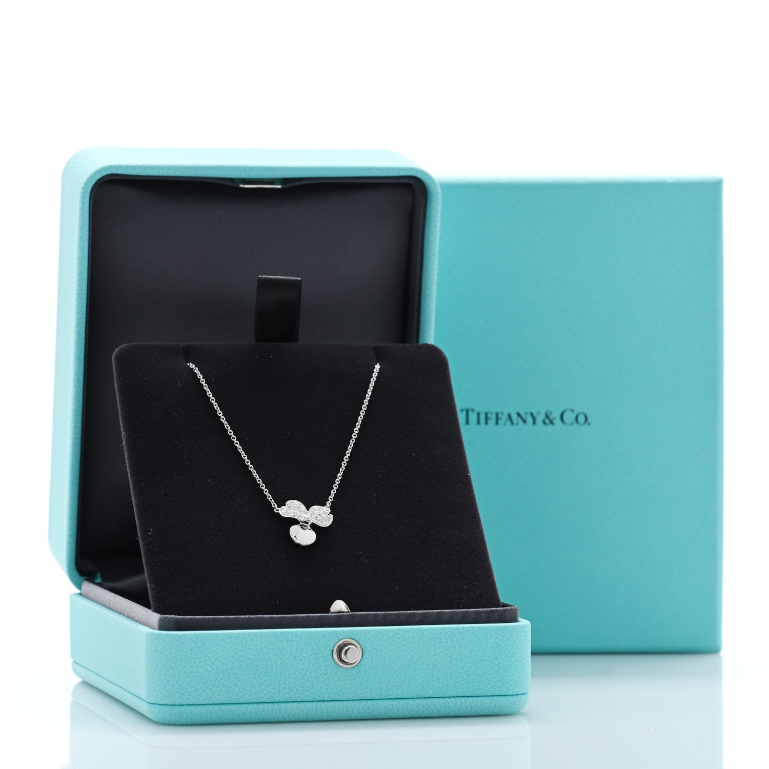 Tiffany Platinum Diamond .17ctw Small Paper Flowers Pendant Necklace 5 of 5