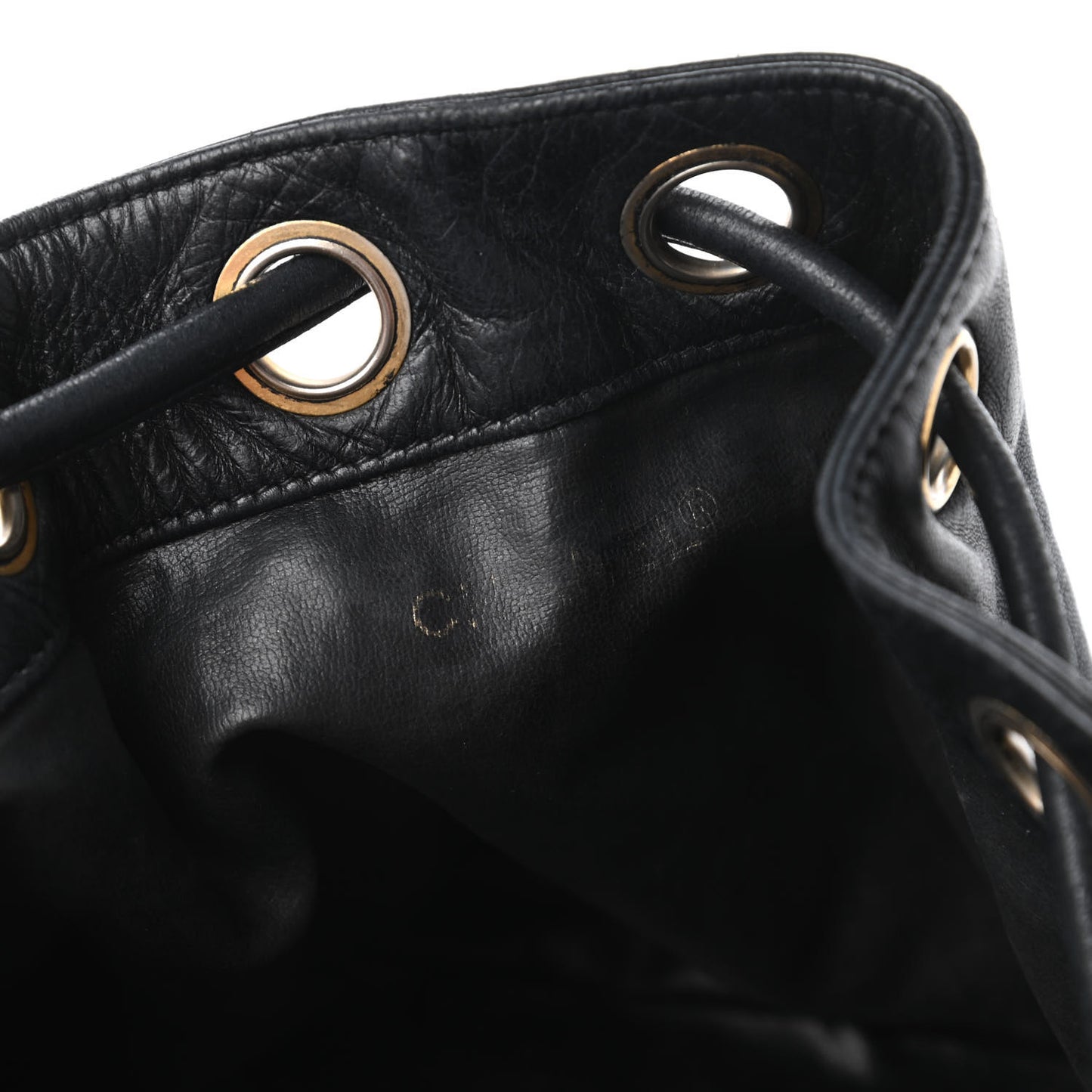 Lambskin Drawstring CC Shoulder Bag Black