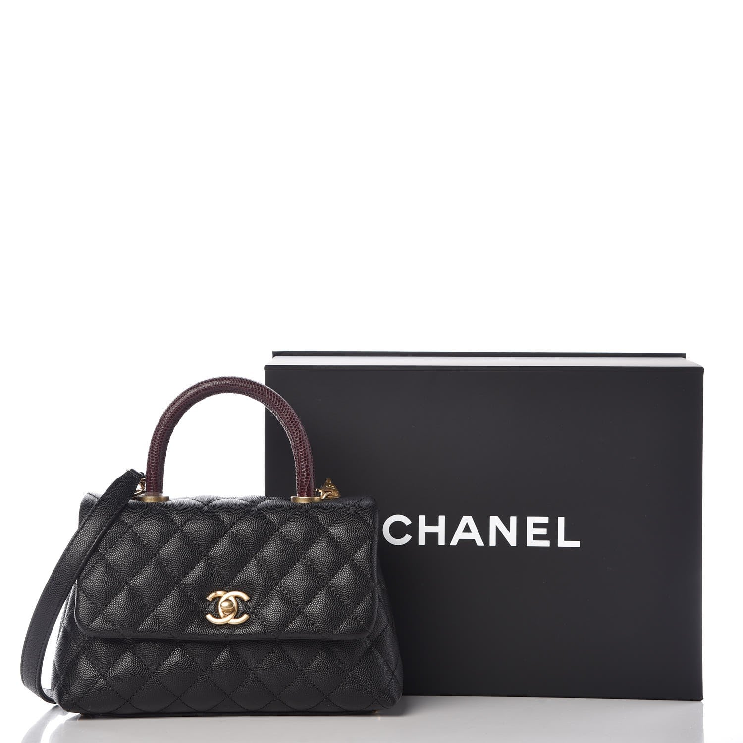 Chanel Caviar Lizard Quilted Mini Coco Handle Flap Black 8 of 8