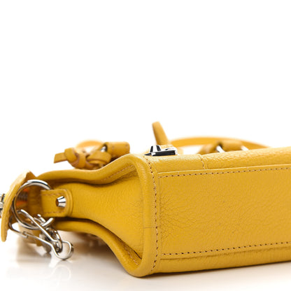 Balenciaga Chevre Silver Metallic Edge Hardware Nano City Jaune Epi 8 of 9