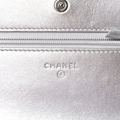Chanel Metallic Lambskin Quilted Wallet On Chain WOC Silver 5 of 26