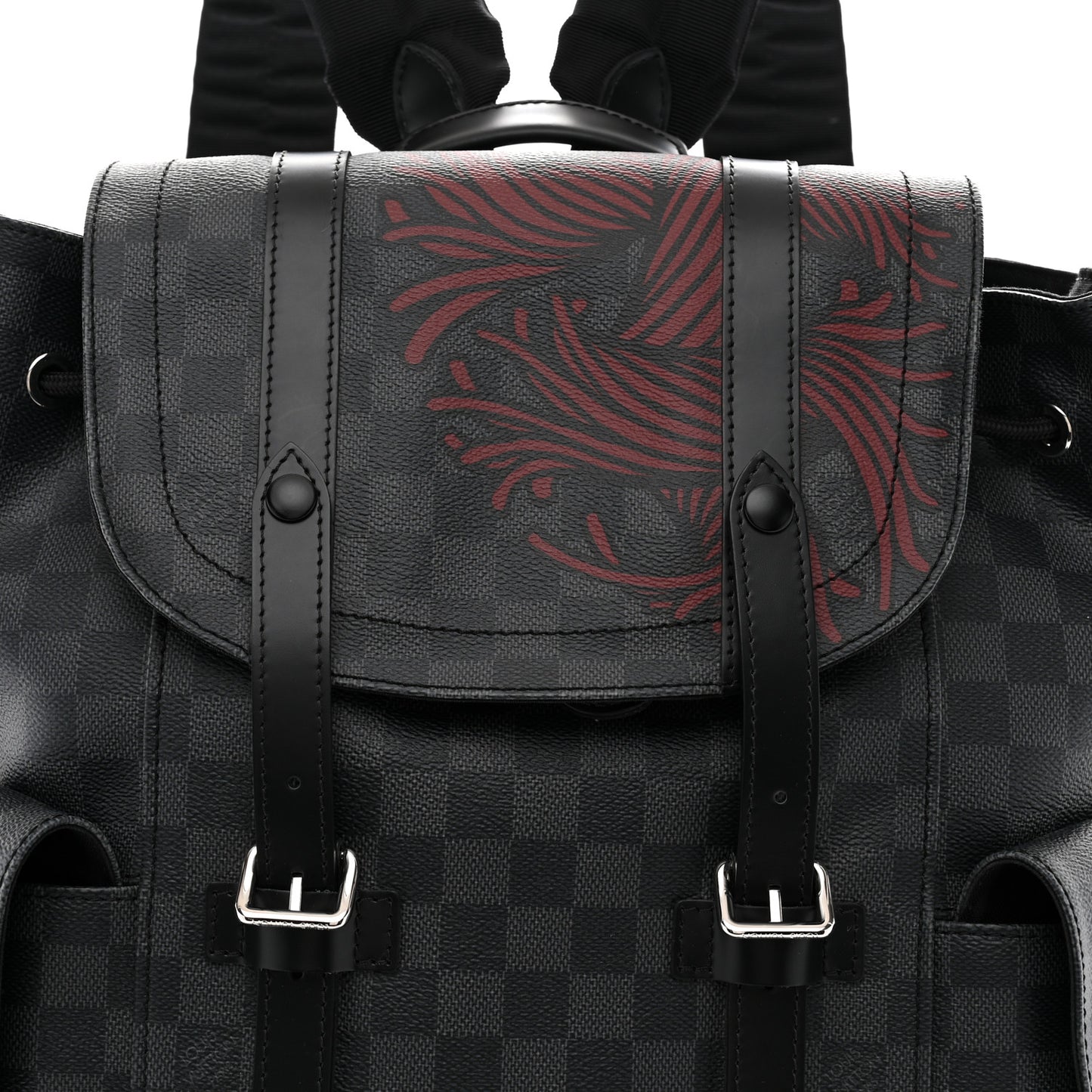 Damier Graphite LV Rope Christopher PM Backpack Red
