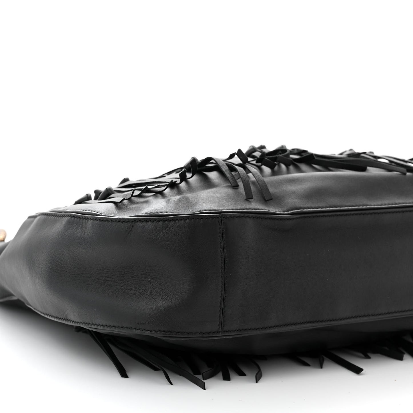 Nappa Intrecciato Fringe Brio Loop Hobo Black