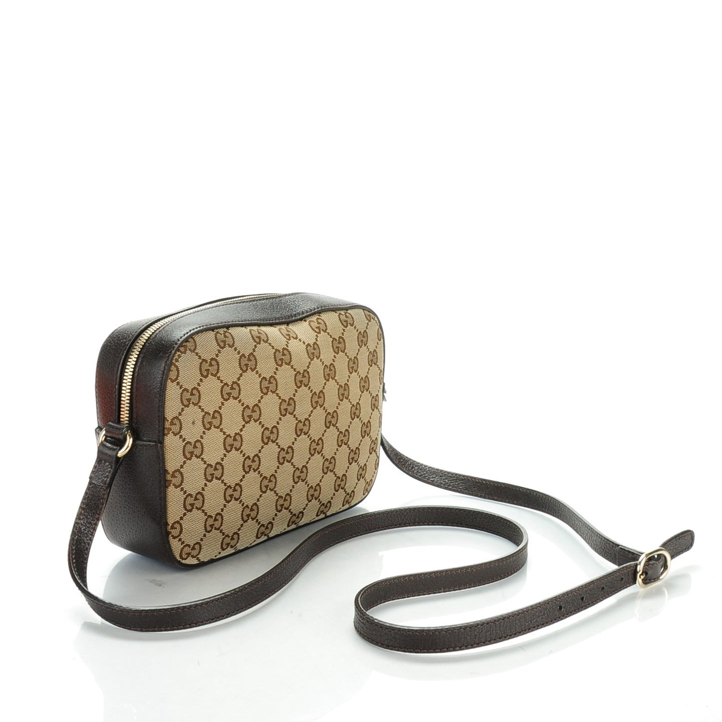 GG Supreme Monogram Web Small Webby Bee Shoulder Bag Dark Brown