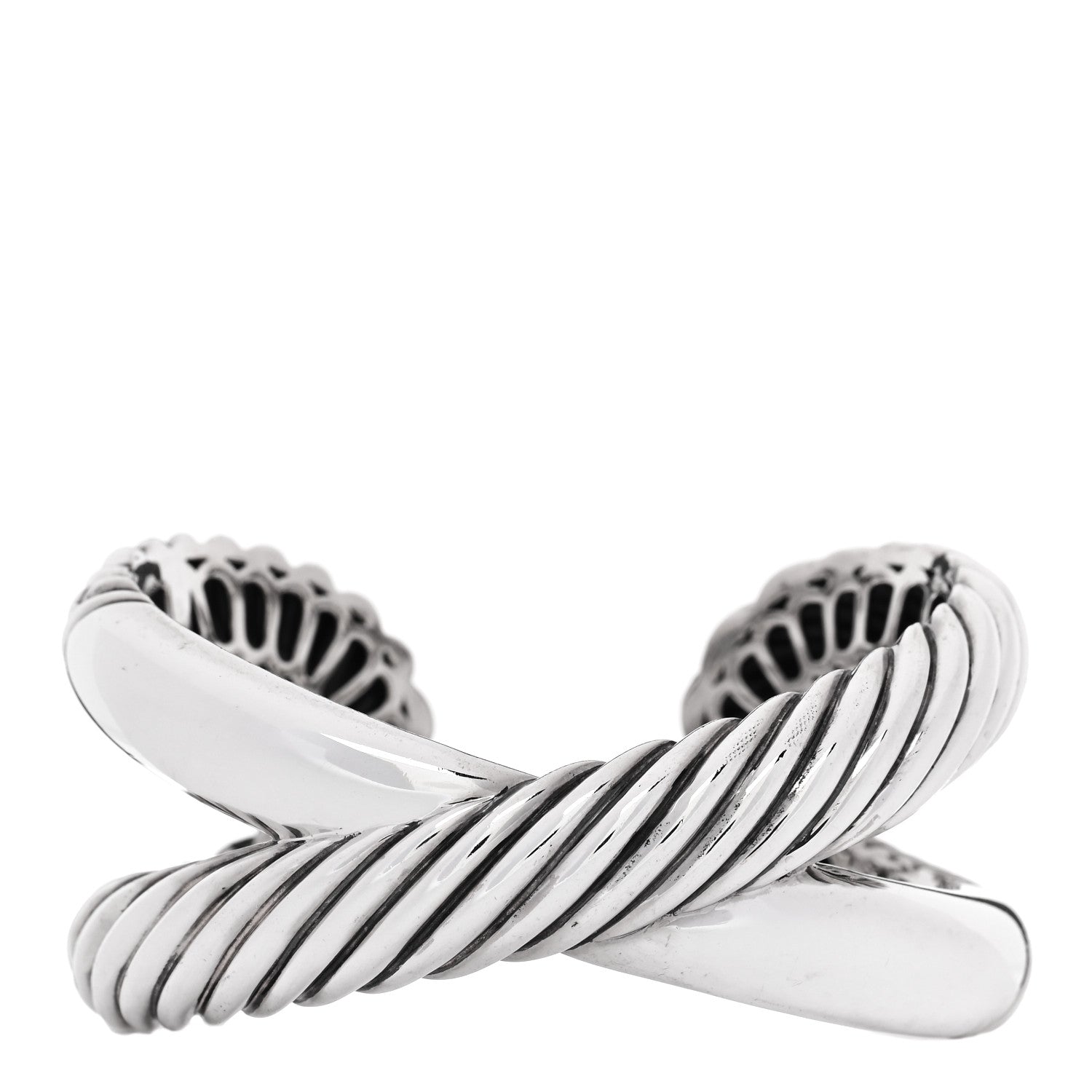 David Yurman Sterling Silver 18K Yellow Gold Crossover Cuff Bracelet 1 of 3