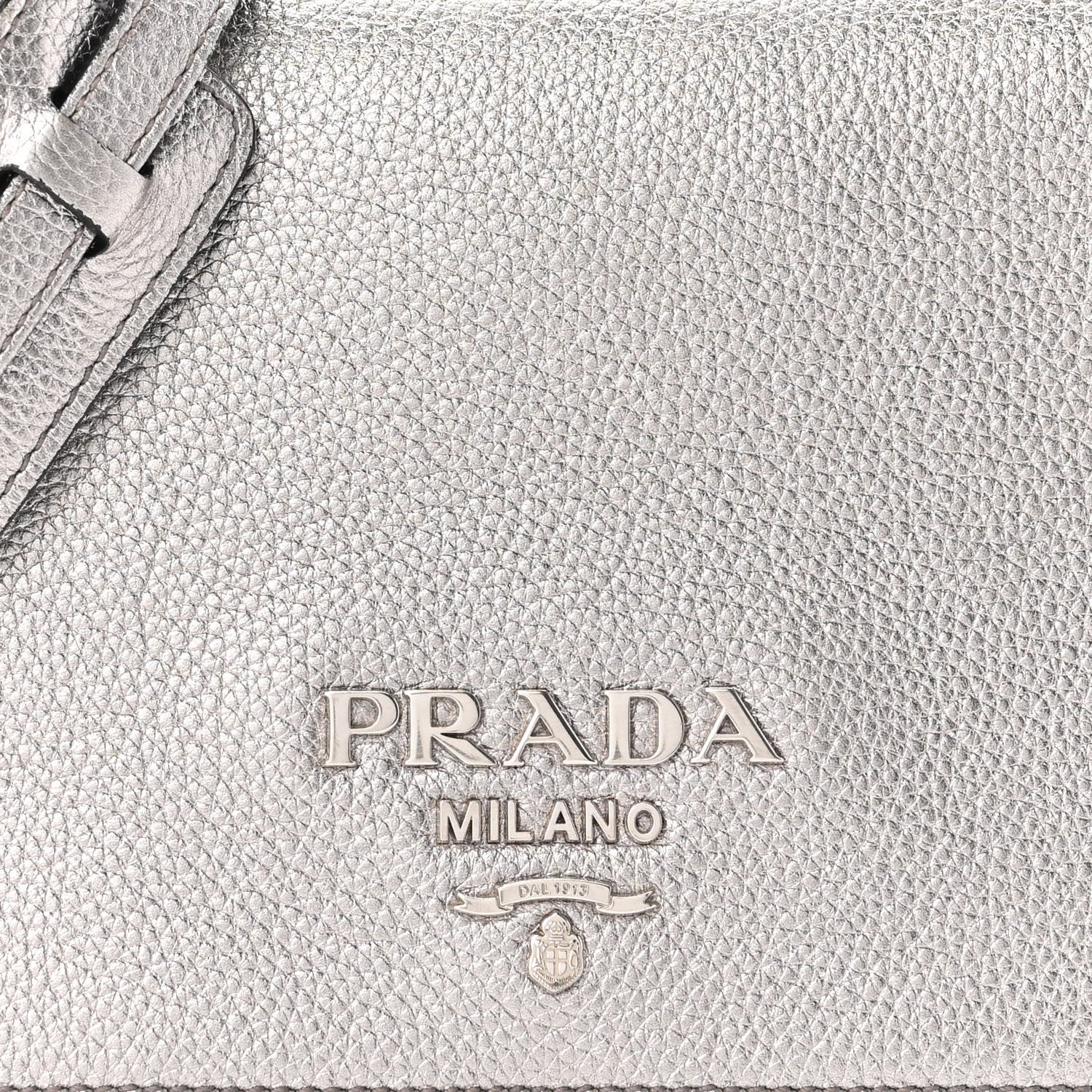 Prada Metallic Vitello Daino Flap Crossbody Cromo 7 of 8