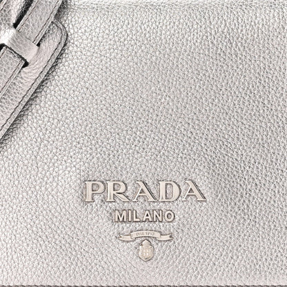 Prada Metallic Vitello Daino Flap Crossbody Cromo 7 of 8