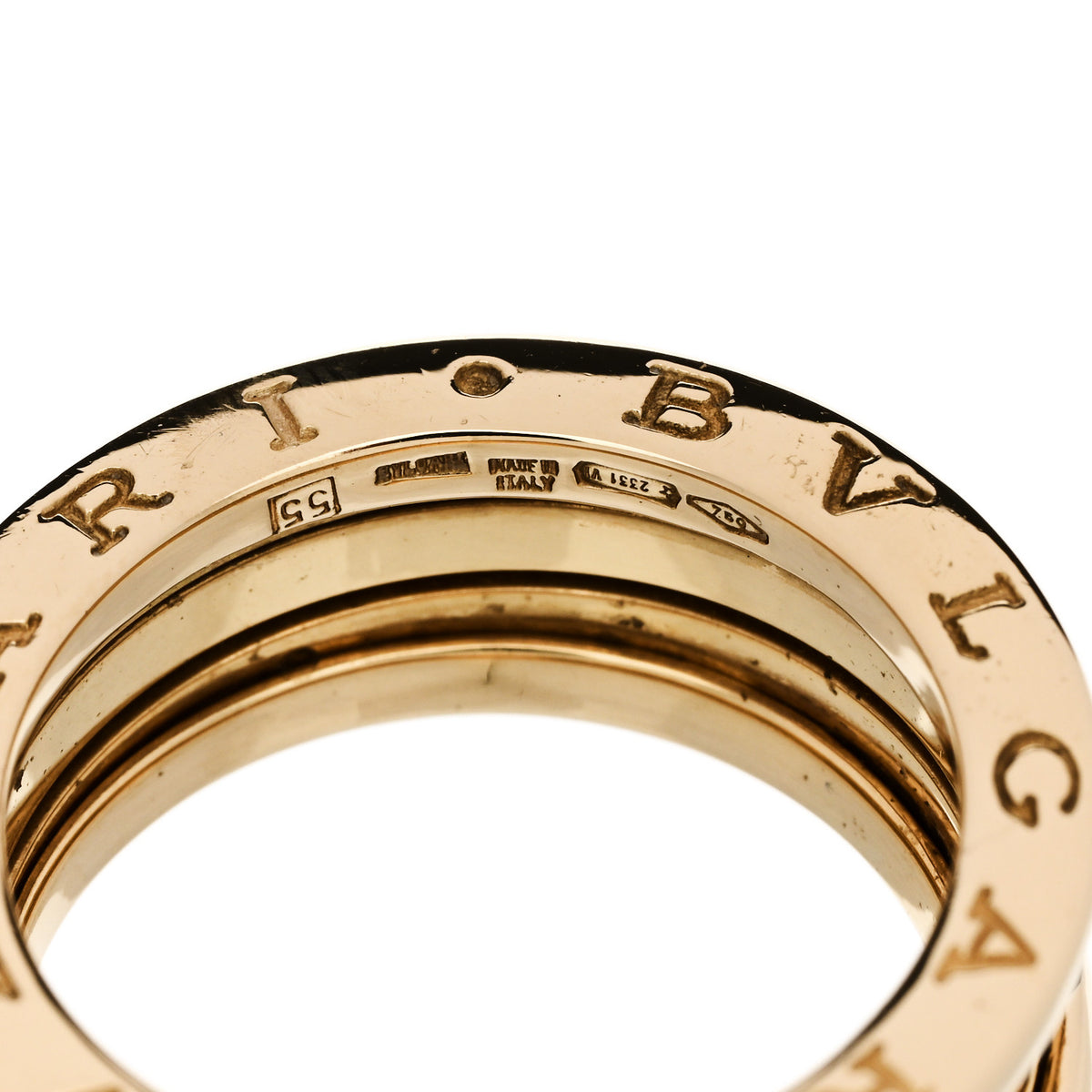 Bulgari 18K Yellow Gold B.Zero1 Two-Band Ring 55 7.25 4 of 5