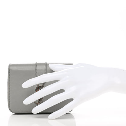 Saint Laurent Smooth Calfskin Monogram Zip Around Compact Wallet Gray 2 of 11