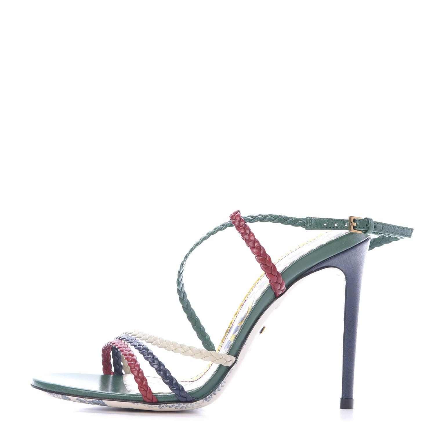 Gucci Malaga Kid Braided Haines High Heel Sandals 36.5 Emerald 1 of 10