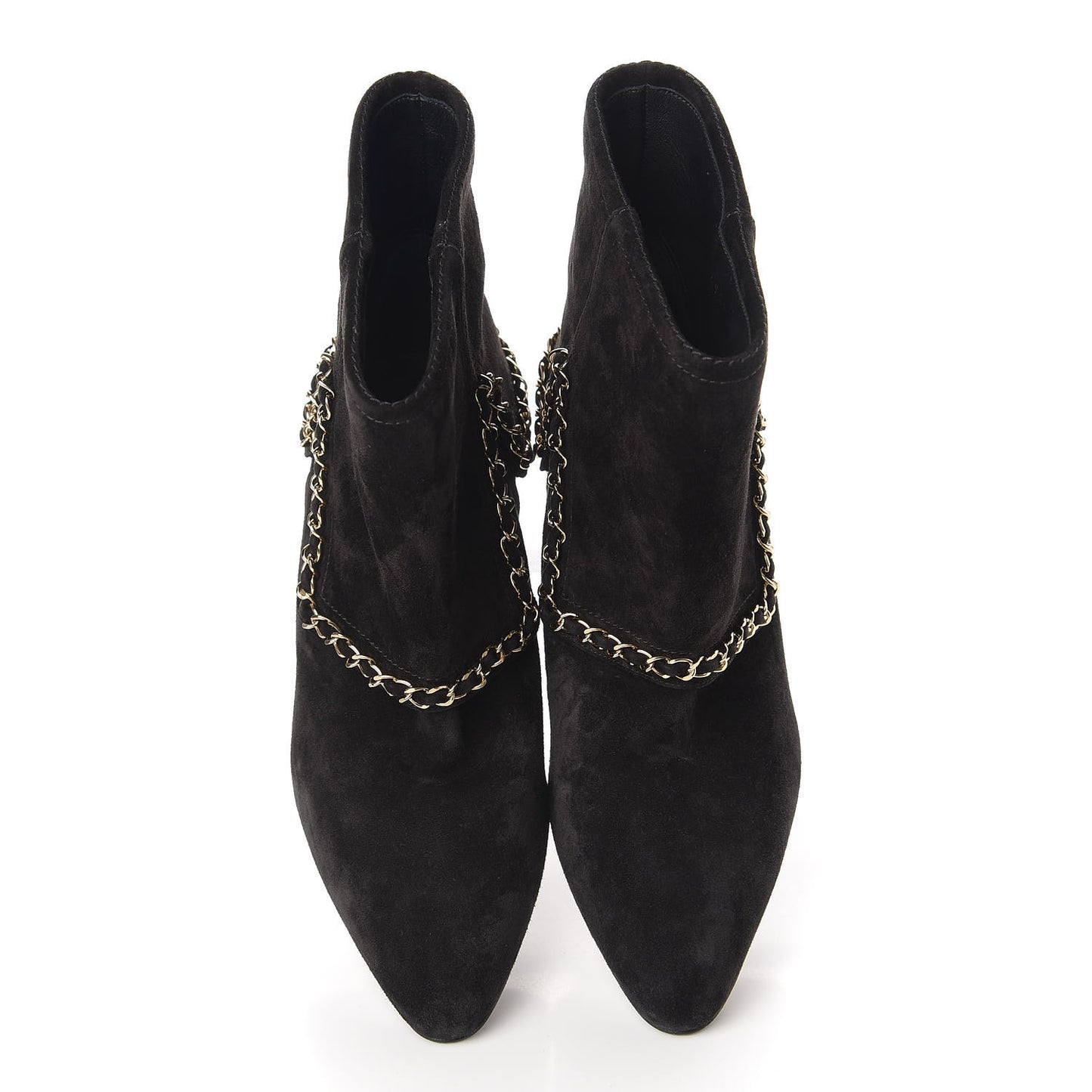 Suede Calfskin Chain CC Short Boots 38.5 Black