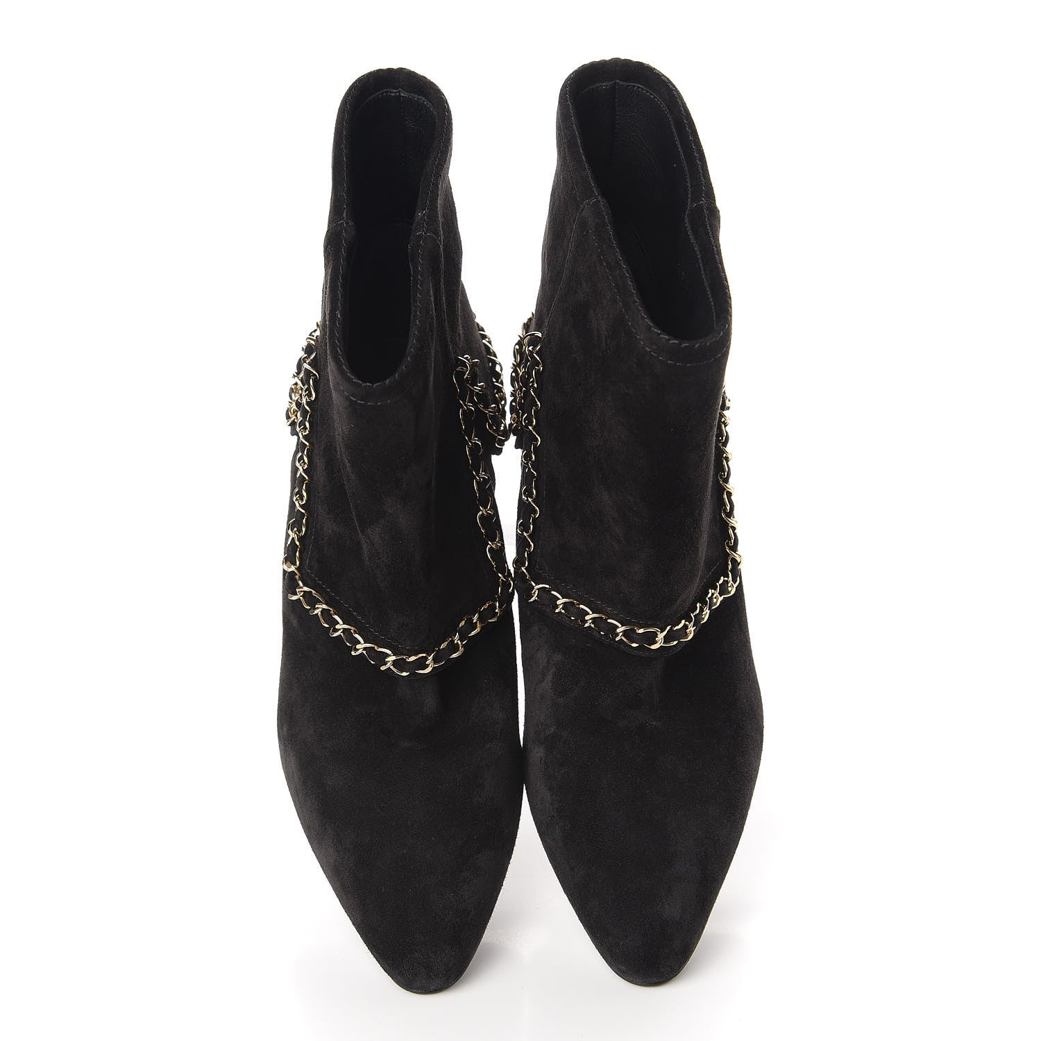 Chanel Suede Calfskin Chain CC Short Boots 38.5 Black 5 of 12