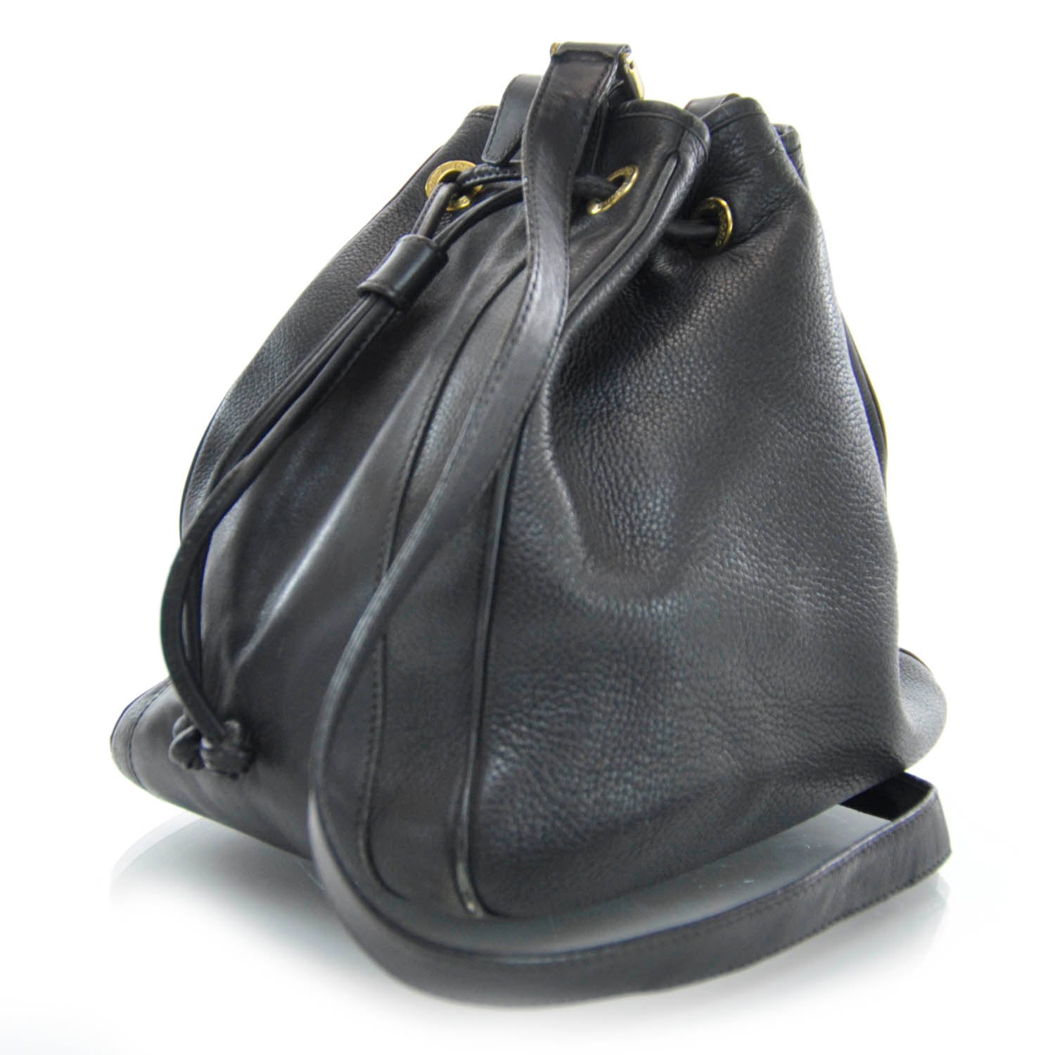Gucci Leather Web Drawstring Bag Black 3 of 9