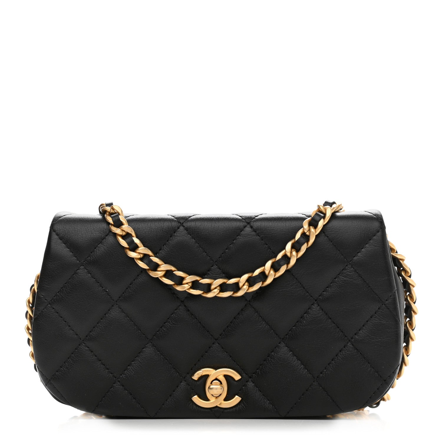 Chanel Calfskin Quilted Coco Mail Clutch With Chain Black 1 of 12