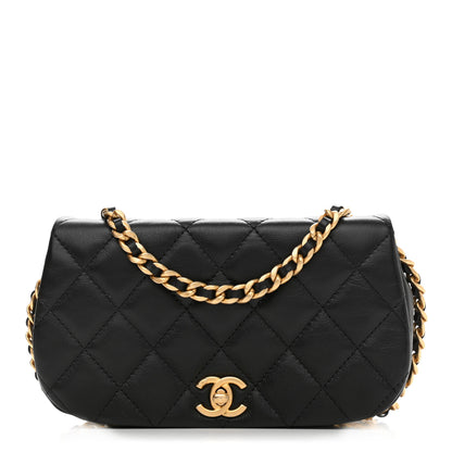 Chanel Calfskin Quilted Coco Mail Clutch With Chain Black 1 of 12