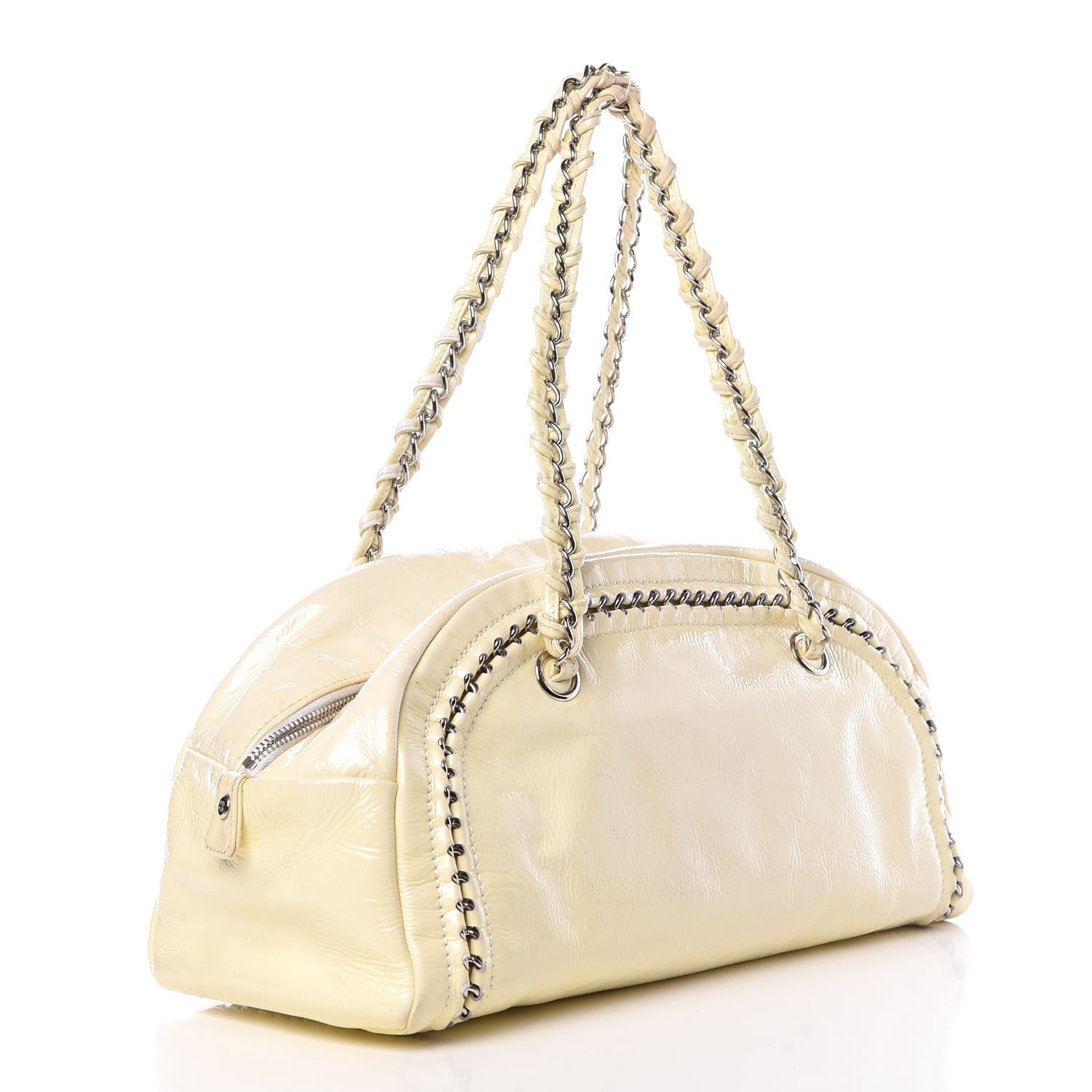Chanel Patent Luxe Ligne Medium Bowler Ivory 3 of 17