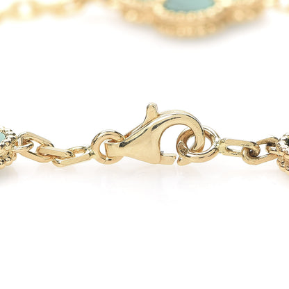 Van Cleef & Arpels 18K Yellow Gold Malachite 5 Motifs Vintage Alhambra Bracelet 6 of 8