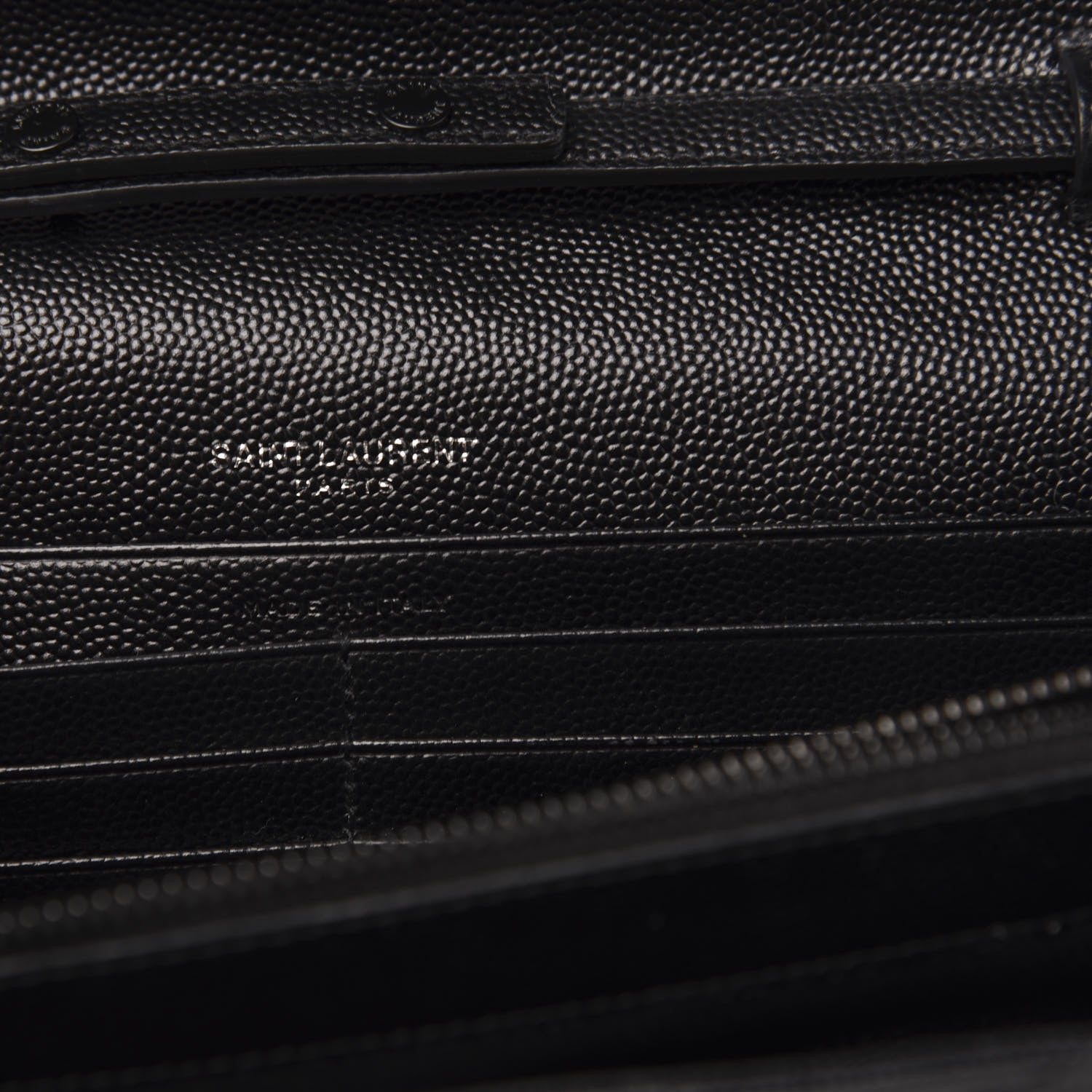 Saint Laurent Grain De Poudre Matelasse Chevron Monogram Chain Wallet Black 6 of 10