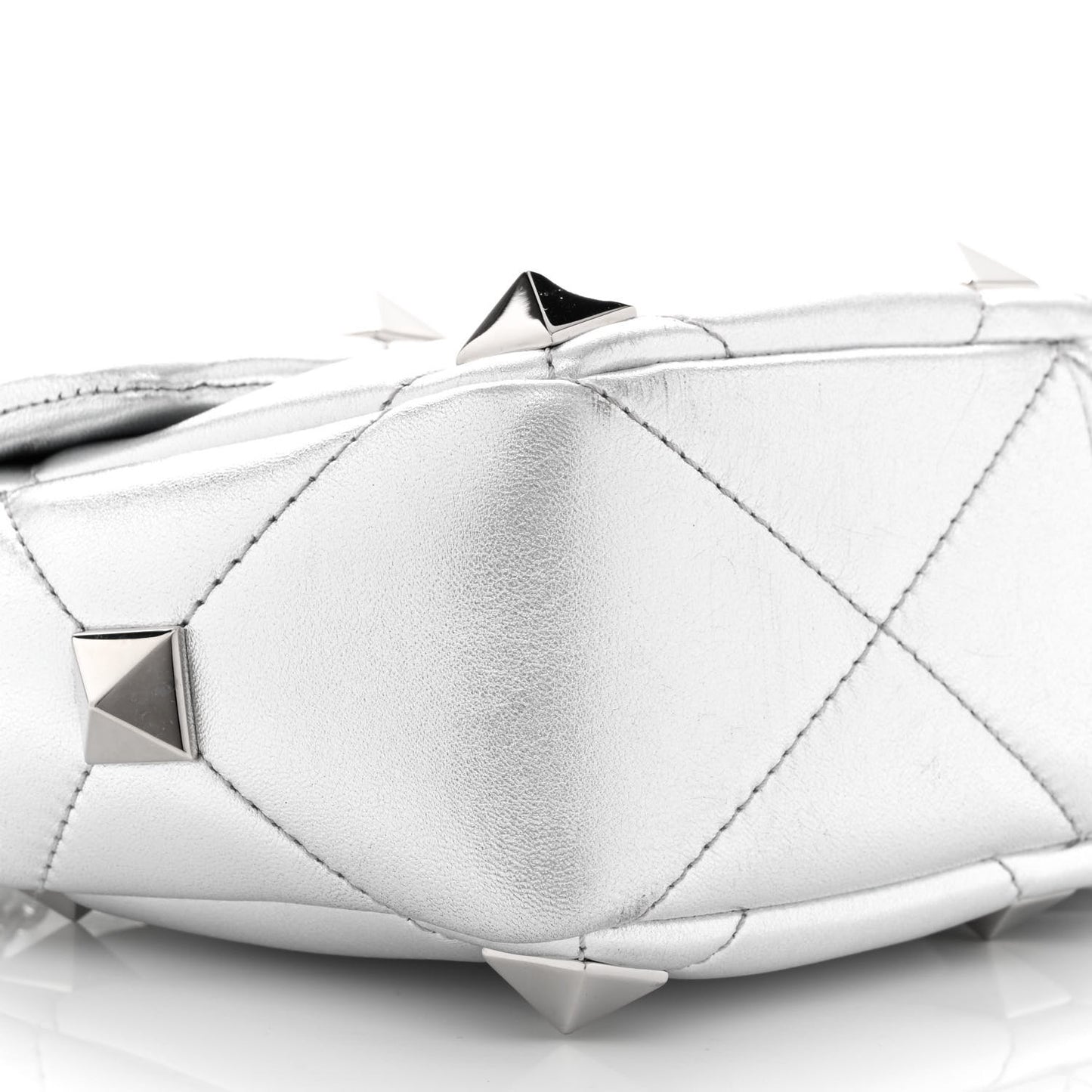 Nappa Medium Roman Stud Shoulder Bag Silver