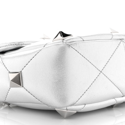 Valentino Garavani Nappa Medium Roman Stud Shoulder Bag Silver 8 of 9