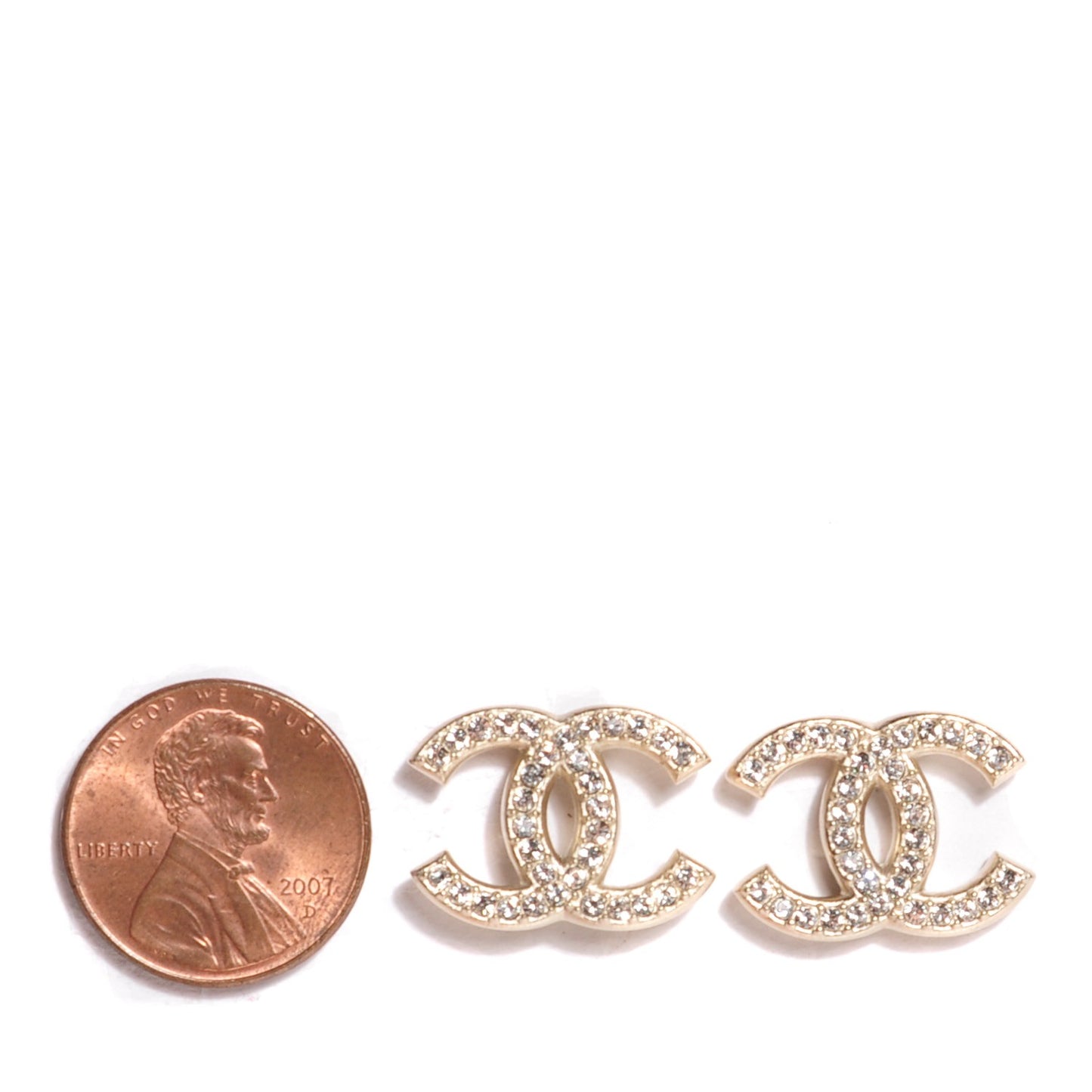 Crystal CC Earrings Light Gold