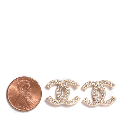 Chanel Crystal CC Earrings Light Gold 2 of 5
