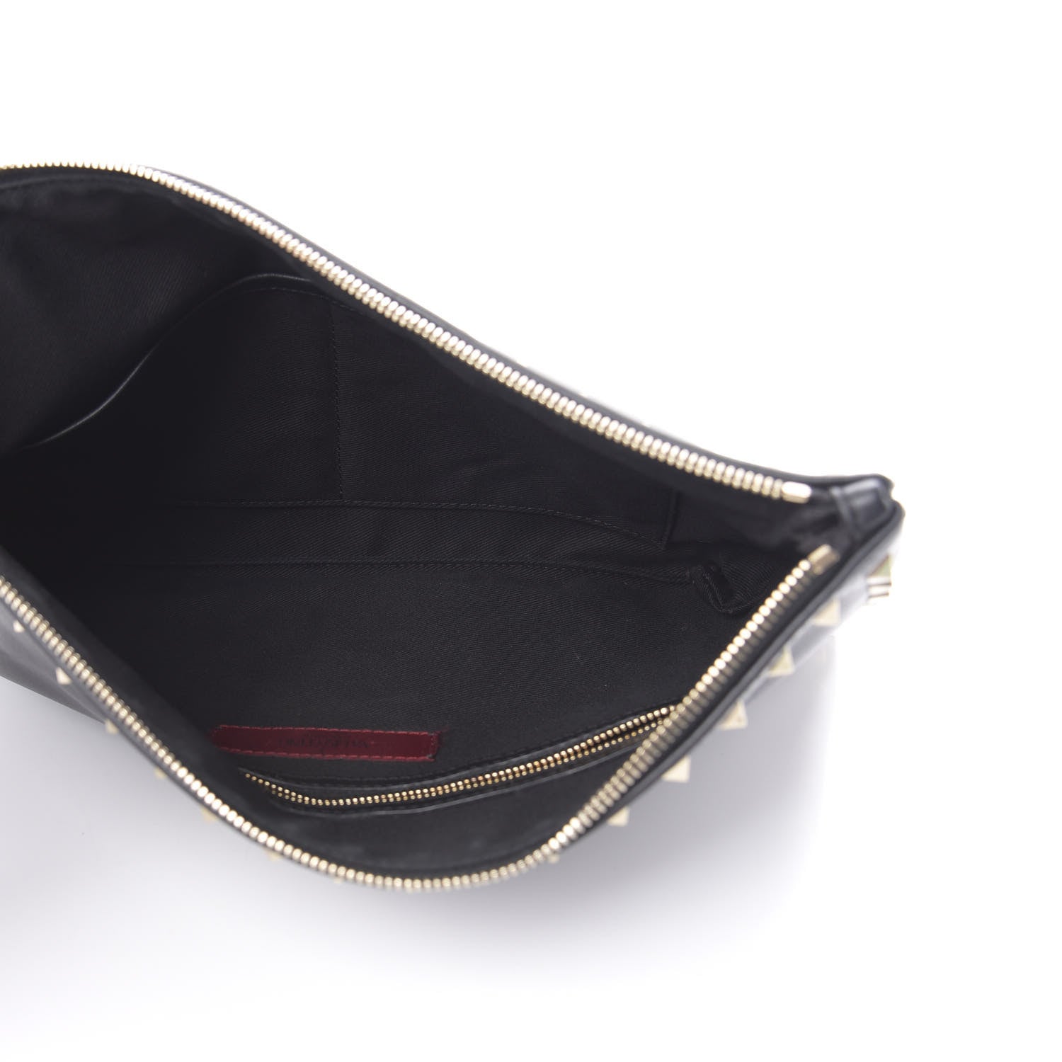 Valentino Garavani Vitello Large Rockstud Zip Wristlet Pouch Black 5 of 12