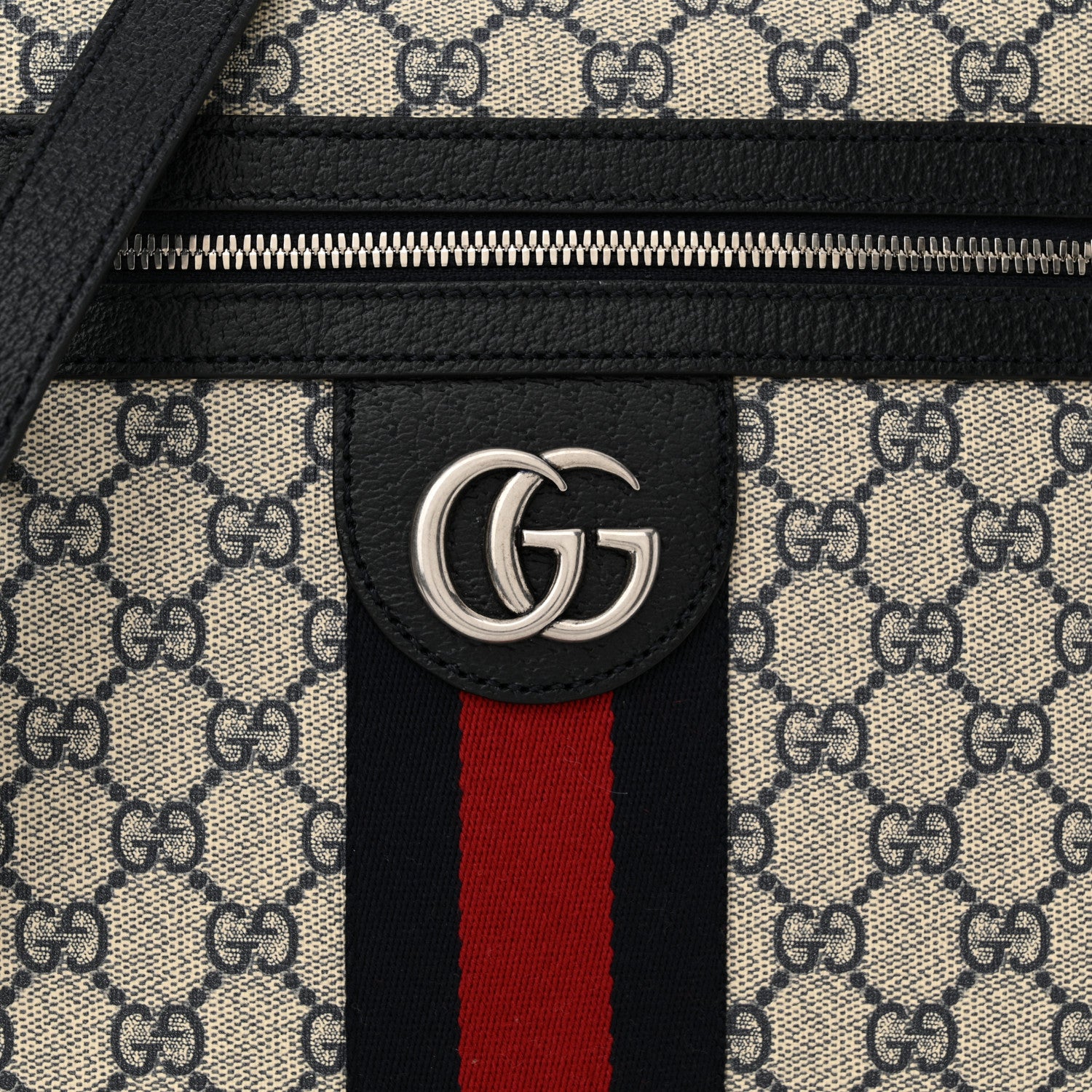 Gucci GG Supreme Monogram Textured Dollar Calfskin Web Small Ophidia Messenger Bag Beige Blue 8 of 11