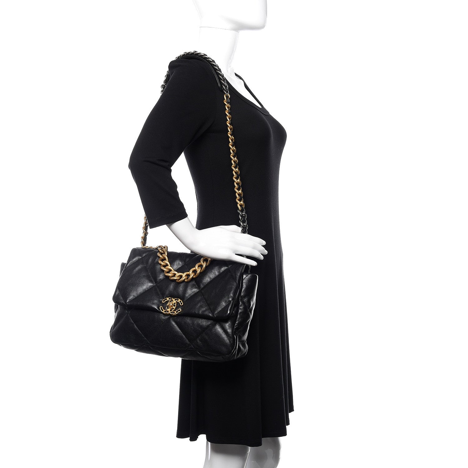Chanel Lambskin Quilted Large 19 Flap Black 2 of 13