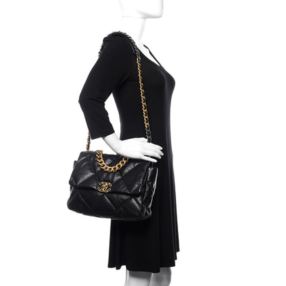 Chanel Lambskin Quilted Large 19 Flap Black 2 of 13