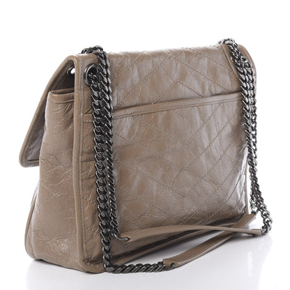 Saint Laurent Crinkled Calfskin Matelasse Monogram Medium Niki Chain Satchel Light Taupe 3 of 10