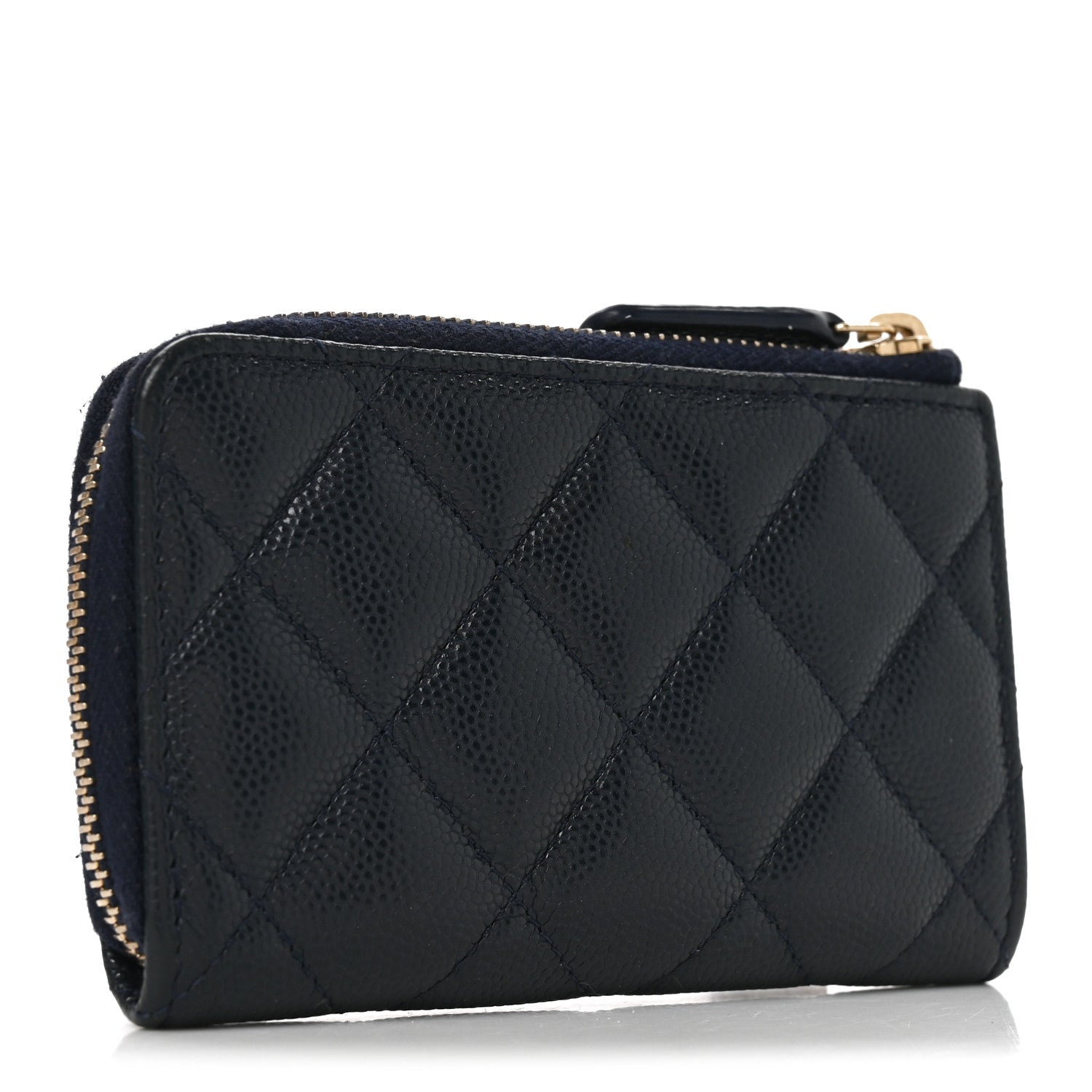 Chanel Caviar Quilted Zipped Key Holder Case Dark Blue 5 of 14