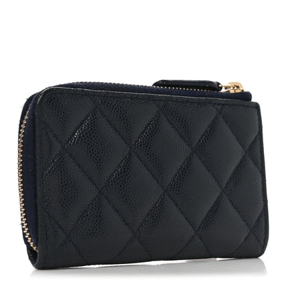 Chanel Caviar Quilted Zipped Key Holder Case Dark Blue 5 of 14