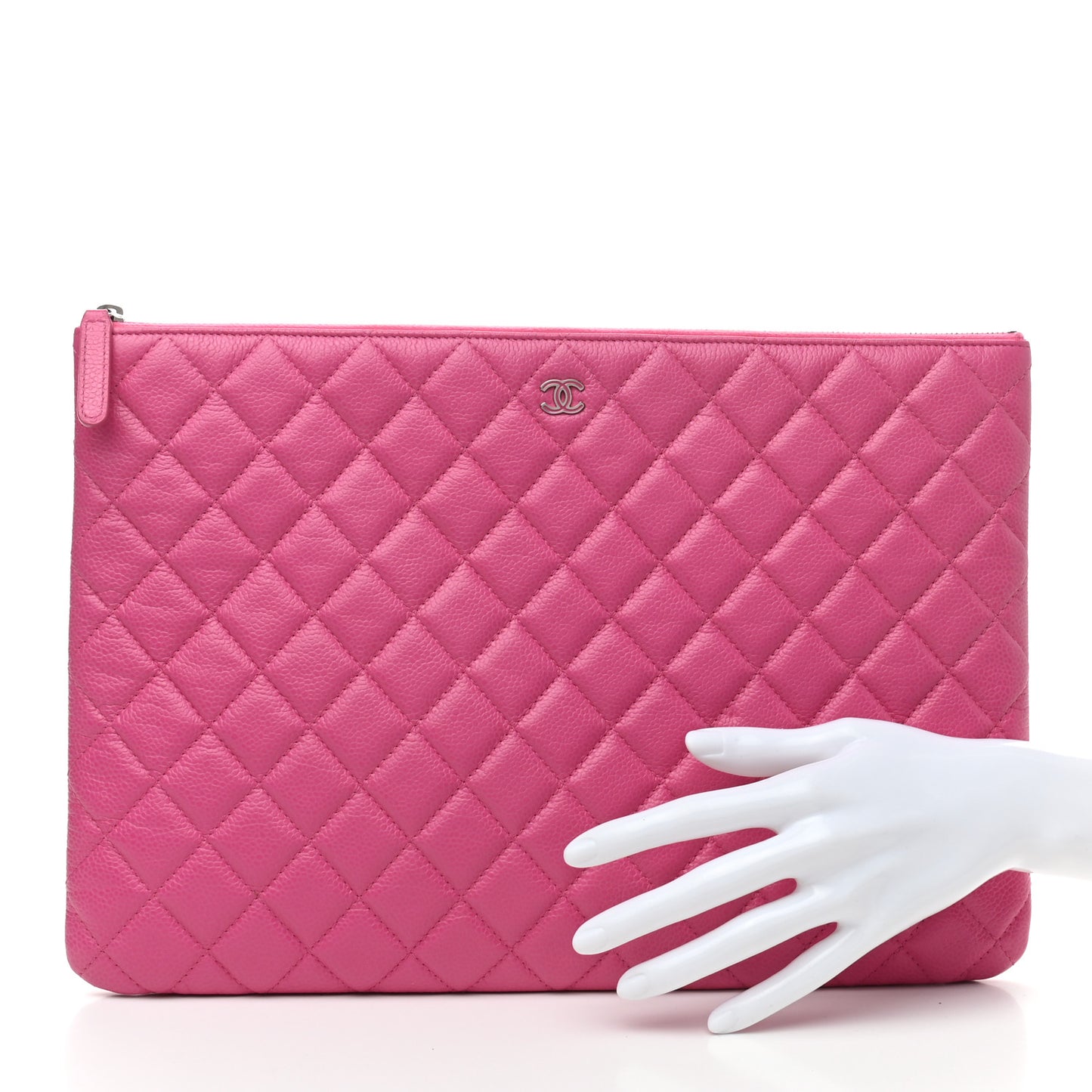 Caviar Quilted Large Cosmetic Case Pink