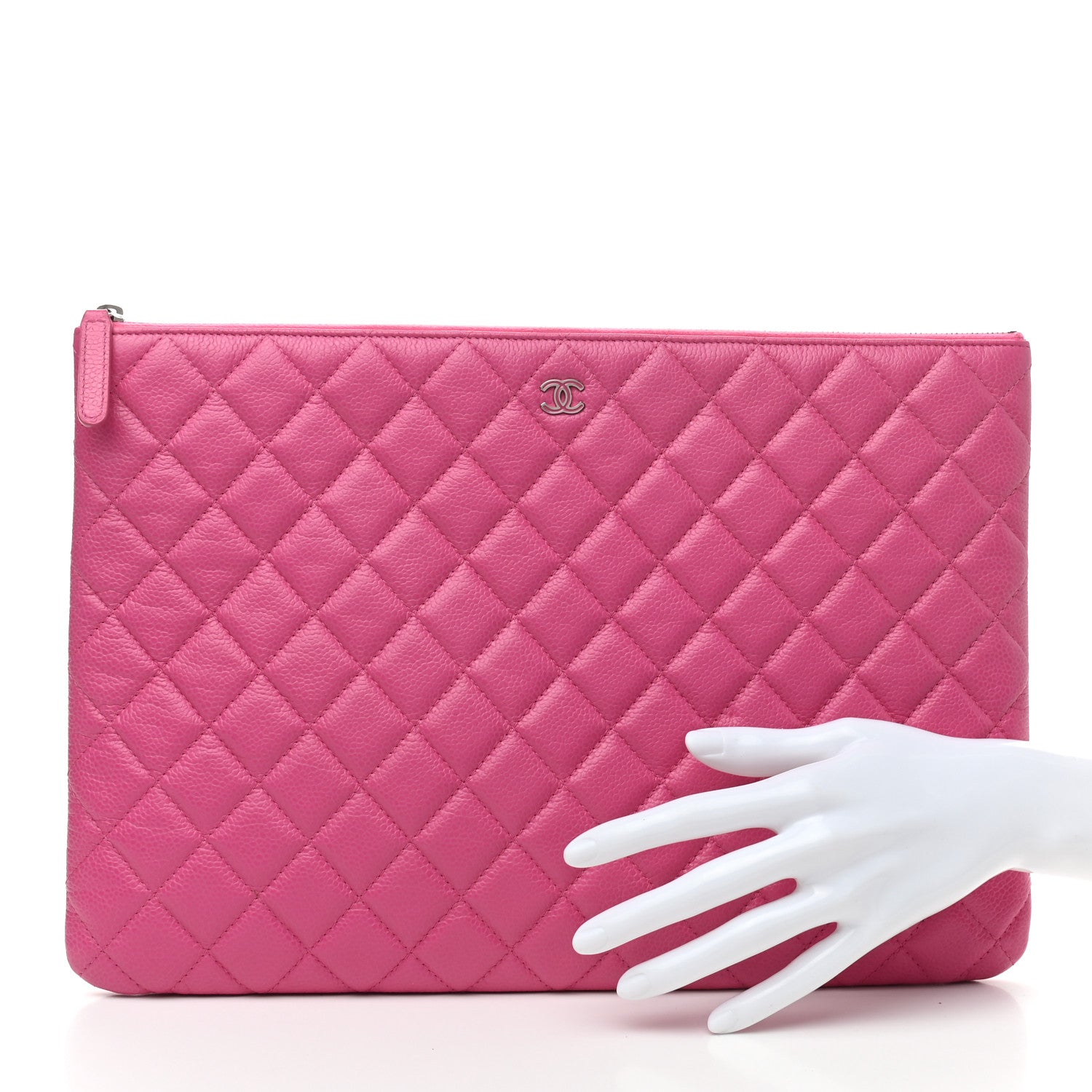 Chanel Caviar Quilted Large Cosmetic Case Pink 2 of 7
