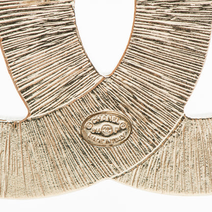 Chanel Metal Quilted CC Brooch Silver Gold 4 of 4