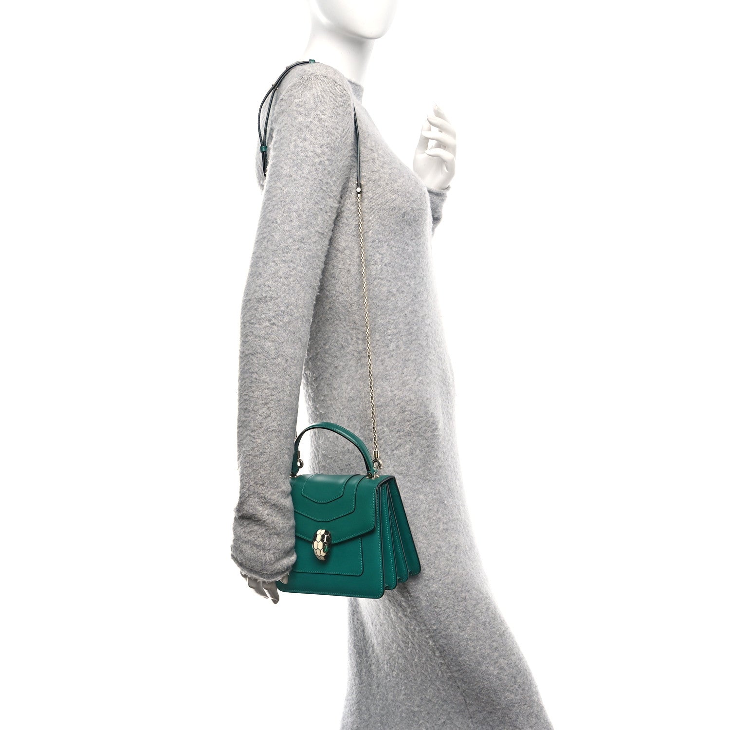 Bulgari Calfskin Serpenti Forever Top Handle Emerald Green 3 of 19