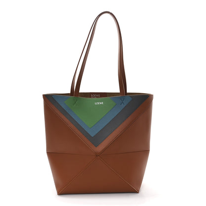Loewe x Albers Calfskin Medium Puzzle Fold Tote Caramel Bright Green 1 of 10
