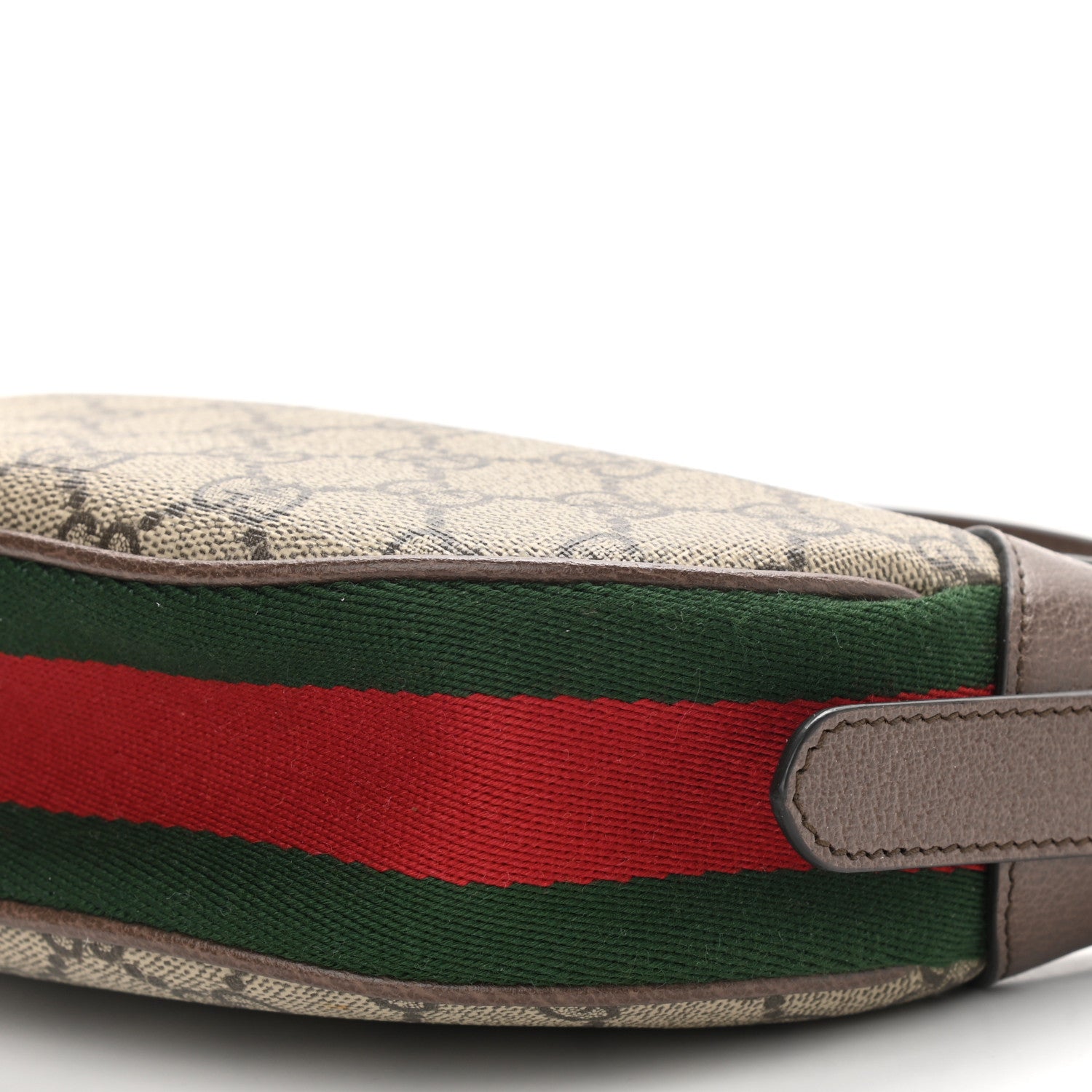 Gucci GG Supreme Monogram Textured Calfskin Web Mini Ophidia Half Moon Hobo Beige Ebony New Acero 9 of 11