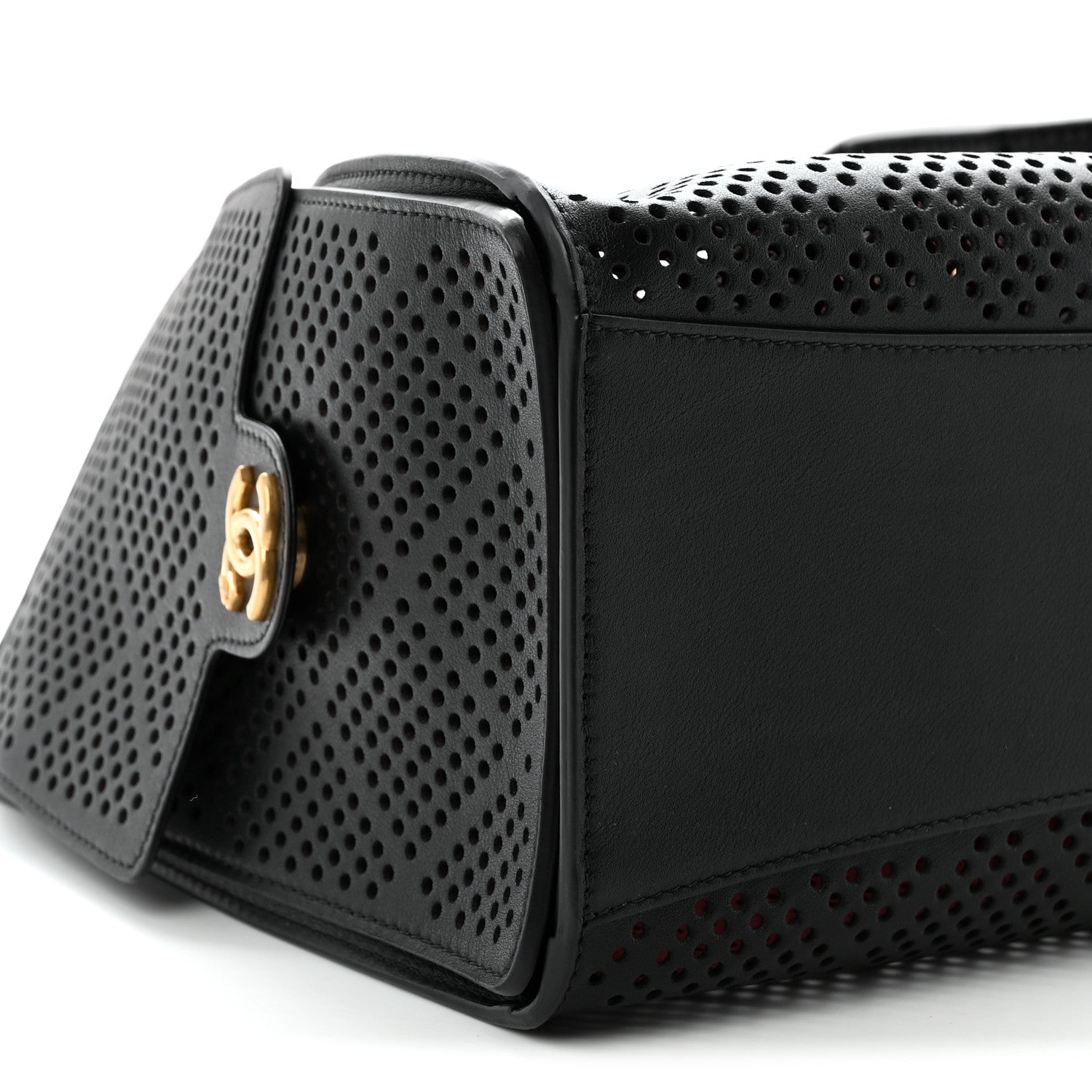 Chanel Perforated Calfskin Small Chanel 25 Handbag Black 9 of 10